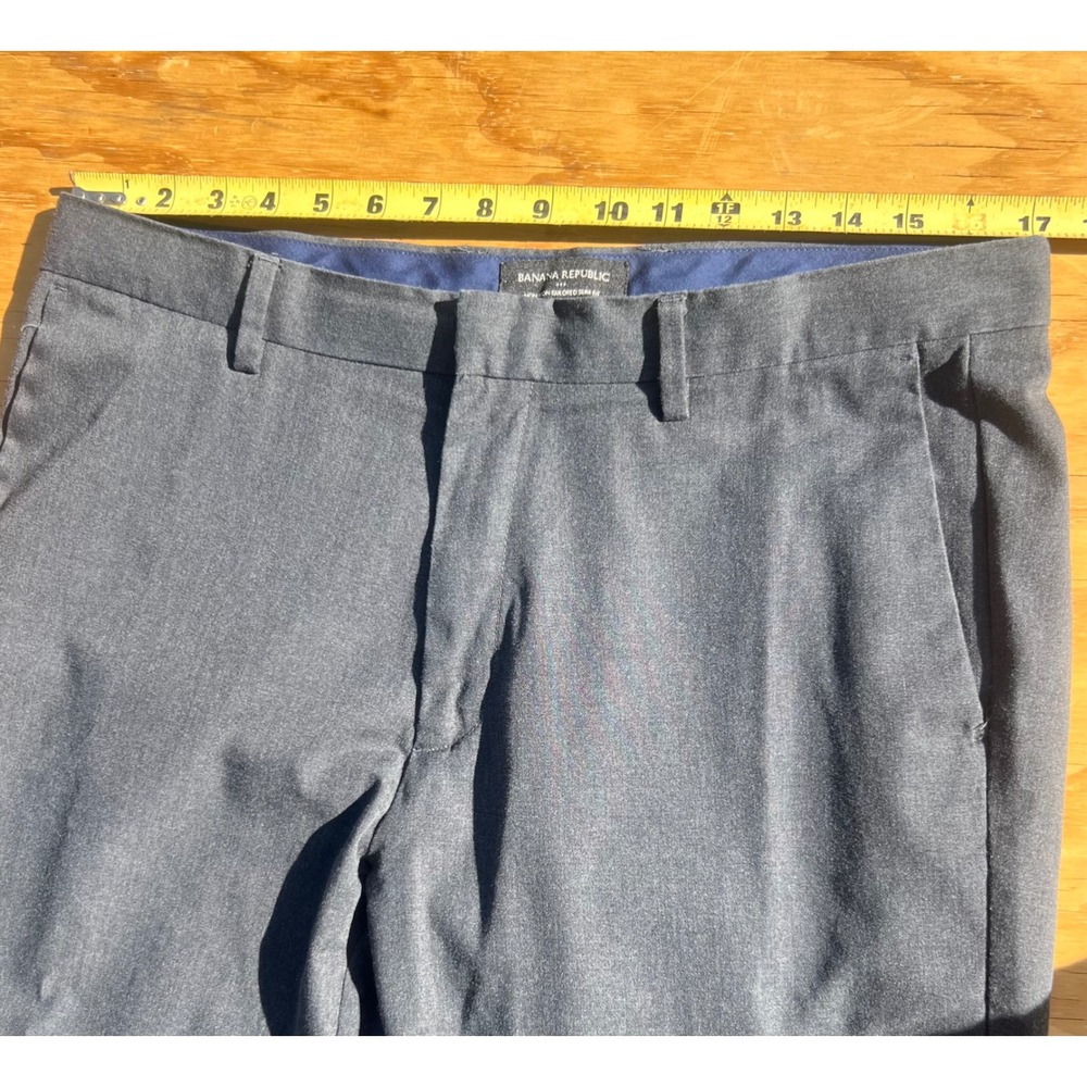 Banana Republic Non-Iron Tailored Slim Fit Pants Mens 34x32 Charcoal Gray Dress